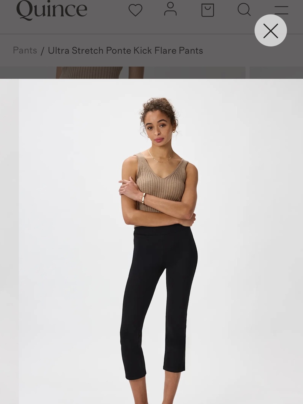 Quince Black Ultra Stretch Ponte Cropped Kick Flare Pants
